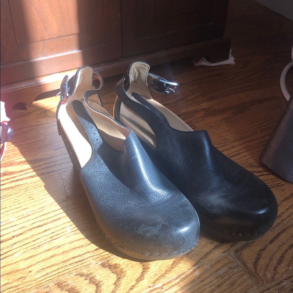 Dansko Black Leather Mules